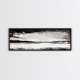 Snowy Lake Scene, Minimalist Landscape, Framed Canvas Print, Winter Wall Art, Serene Home Decor, Modern Office Art, Monochrome Nature Painting