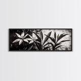 Monochrome Floral, Black and White Flowers, Botanical Wall Art, Minimalist Decor, Framed Canvas Print, Bedroom Art, Modern Aesthetic, Elegant Art