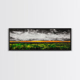 Dramatic Sky, Stormy Landscape, Sunset Over Fields, Modern Nature Art, Framed Canvas Print, Living Room Decor, Abstract Art, Moody Wall Art