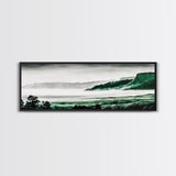 Foggy Mountains, Misty Forest Scene, Serene Nature Art, Minimalist Wall Decor, Framed Canvas Print, Bedroom Wall Art, Green Tones, Tranquil Vibes
