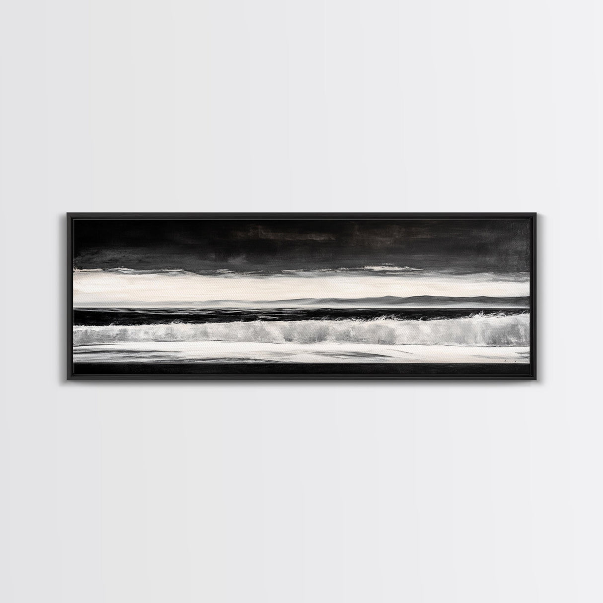 Monochrome Waves, Black and White Seascape, Ocean Art, Canvas Print, Minimalist Home Decor, Modern Coastal Wall Art