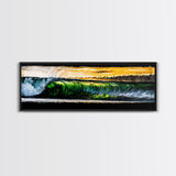 Tropical Wave, Green Ocean, Sunset Beach, Coastal Vibes, Canvas Print, Large Wall Art, Living Room Decor, Surf Style