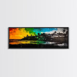 Sunset Cliffs, Vibrant Beach, Palm Trees Art, Coastal Home, Canvas Print, Colorful Seascape, Boho Wall Art, Modern Interior