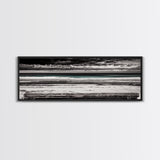 Ocean Bench, Beach Serenity, Black and White Seascape, Minimalist Art, Framed Canvas Print, Calm Coastal, Meditation Space