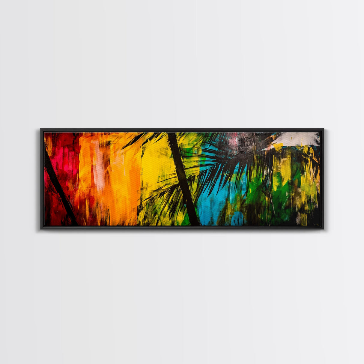 Palm Tree, Tropical Colors, Vibrant Abstract, Canvas Print, Boho Art, Modern Wall Art, Beach House Decor, Living Room Statement Piece
