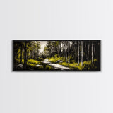 Forest Path, Green Trees, Framed Canvas Print, Nature Landscape Art, Living Room Wall Art, Modern Rustic Decor, Cozy Home Art