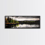 Lake Reflection, Mountain Trees, Framed Canvas Print, Serene Landscape Art, Large Nature Wall Art, Tranquil Home Decor, Bedroom Wall Art