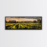 Vineyard Painting, Countryside Art, Framed Canvas Print, Rustic Farmhouse Decor, Landscape Wall Art, Warm Autumn Colors, Dining Room Art