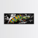 Colorful Snake, Psychedelic Reptile Art, Nature Painting, Wildlife Print, Vibrant Scales, Unique Wall Decor, Framed Canvas Print