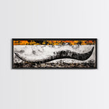 Abstract Horn, Western Wall Art, Longhorn Painting, Framed Canvas Print, Modern Farmhouse, Rustic Decor, Cowboy Wall Art, Black and White