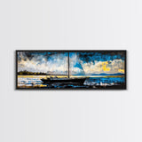 Sailboat, Nautical Wall Art, Ocean Sunset, Framed Canvas Print, Coastal Decor, Maritime Painting, Large Wall Art, Serene Water Scene