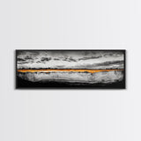 Golden Horizon, Dramatic Sky, Minimalist Landscape, Framed Canvas Print, Neutral Wall Art, Modern Office Decor, Large Wall Hanging