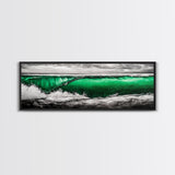 Emerald Wave, Ocean Wall Art, Coastal Decor, Beach Aesthetic, Modern Seascape, Large Wall Art, Framed Canvas Print, Office Art