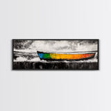 Vibrant Boat, Nautical Art, Abstract Seascape, Colorful Wall Art, Living Room Art, Coastal Home Decor, Framed Canvas Print