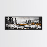Winter Landscape Art, Snowy Mountain Decor, Modern Rustic Wall Art, Cabin Wall Decor, Nature Print, Framed Canvas Print