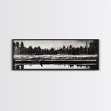 Monochrome Forest, Black and White, Nature Wall Art, Minimalist Landscape, Serene Art, Woodland Scene, Framed Canvas Print, Bedroom Wall Art