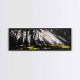 Sunbeam Forest Art, Black and White Painting, Abstract Landscape, Rustic Home Decor, Mystical Woods Artwork, Living Room Wall Art, Canvas Print