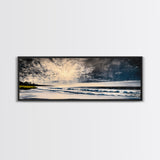 Moody Coastal Art, Stormy Ocean Painting, Dramatic Seascape Wall Decor, Nautical Home Artwork, Tranquil Beach Scene, Framed Canvas Print