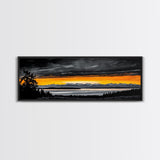Sunset Over Mountains, Dramatic Landscape Art, Black and Yellow Wall Art, Bold Sky Painting, Nature Print, Office Wall Decor, Framed Canvas Prin