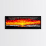 Sunset, Ocean, Waves, Canvas Print, Vibrant Sunset Wall Art, Beach House Decor, Coastal Painting, Living Room Art, Boho Aesthetic, Seascape