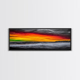 Bold, Ocean, Sunset, Framed Canvas Print, Beach House Art, Modern Coastal Decor, Large Wall Art, Contemporary Seascape, Surf Inspired Art