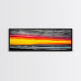 Tropical, Waves, Sunset, Canvas Print, Beach Wall Art, Living Room Decor, Vibrant Ocean Scene, Boho Seascape, Surfer Gift, Colorful Coastal