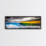 Blue, Green, Wave, Framed Canvas Print, Ocean Wall Art, Surfer Gift, Coastal Living Decor, Modern Abstract Seascape, Minimalist Art Piece
