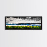 Stormy Pier, Coastal Wall Art, Moody Ocean Print, Beach House Decor, Nautical Themed Home, Black and White Seascape, Canvas Print