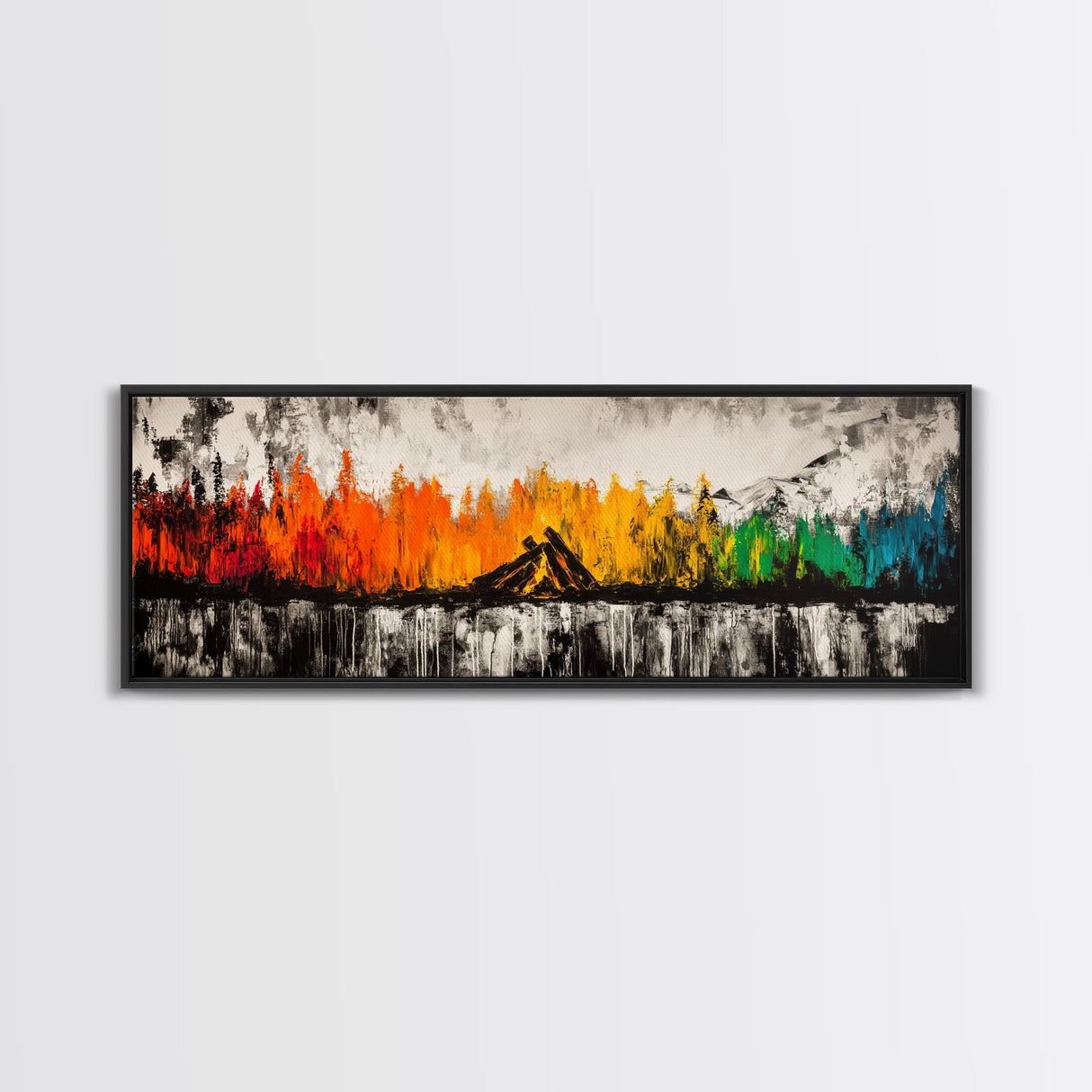 Campfire Nights, Fall Decor, Outdoor Adventure Art, Canvas Print, Rustic Home Wall Art, Cozy Fireplace Painting, Nature Lover Gift