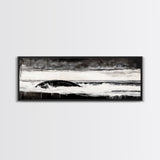 Ocean Wave, Moody Seascape, Black and White Art, Framed Canvas Print, Stormy Water, Coastal Home Decor, Nautical Wall Art, Large Statement Piece