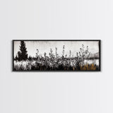 Wildflower Field, Rustic Landscape Art, Nature Print, Framed Canvas Print, Boho Wall Art, Living Room Decor, Autumn Art