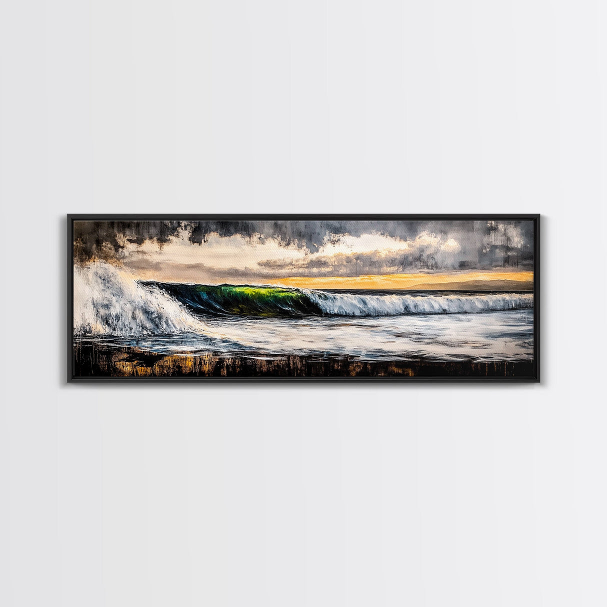 Sunset Ocean Wave, Dramatic Seascape Art, Coastal Home Decor, Bold Nature Painting, Tropical Wall Art, Beach House Canvas Print