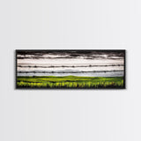 Barbed Wire Art, Rural Landscape Print, Farmhouse Wall Decor, Countryside Canvas Print, Rustic Living Room Art, Framed Canvas Print