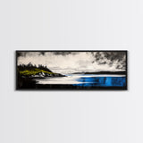 Dramatic Seascape Art, Black and White Ocean Painting, Moody Landscape Print, Nautical Wall Decor, Modern Home Art, Framed Canvas Print