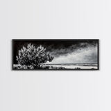 Monochrome Tree Art, Dramatic Nature Painting, Black and White Wall Decor, Minimalist Forest Print, Modern Office Art, Framed Canvas Print