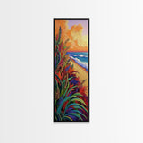 Grass Ocean, Sunset Breeze, Lush coastal grassscape Canvas Print, warm sunset beach art, spa or reading nook boho wall decor