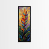 Rainbow, Leaf, Botanical, Sunset, Framed Canvas Print vibrant tropical plant wall decor boho botanical kitchen wall art nature lovers gift