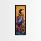 Bird, Colorful, Floral, Elegant, Framed Canvas Print exotic bird painting living room wall art bold colorful feathers tropical boho art