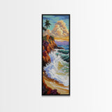 Tropical, Cliff, Ocean, Sunset, Canvas Print, Coastal Living Room Art, Colorful Seascape, Beach House Wall Art, Island Vibe Decor