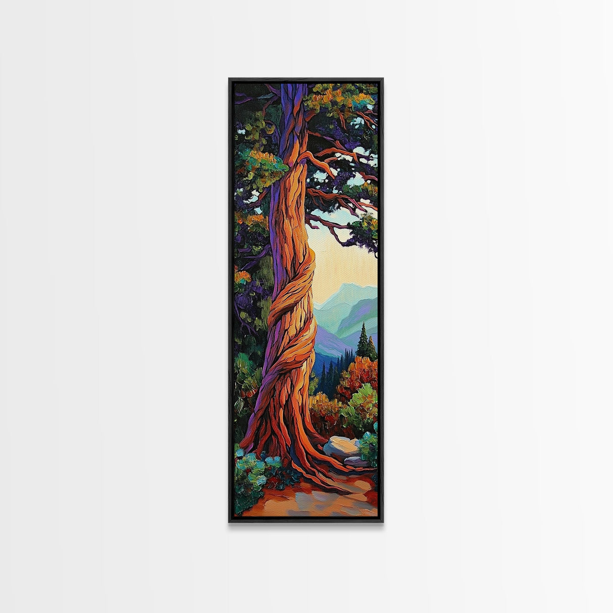 Whimsical, Tree, Forest, Nature, Framed Canvas Print, Autumn tree art in impressionist style, perfect Living Room Wall Art or Fall Decor
