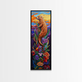 Otter, Flowers, Fantasy, Wildlife, Framed Canvas Print, Whimsical animal art in vibrant palette, ideal Nursery Art or Nature Lover Decor