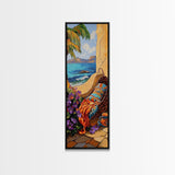 Hammock, Ocean, Palm Tree, Relaxing Coastal Hammock Canvas Print, Boho Summer Art, Seaside Retreat Wall Decor, Bedroom or Lounge