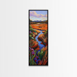 Autumn River, Landscape, Nature Scene Framed Canvas Print, Rustic Fall Art, Living Room Wall Decor, Colorful Country Landscape Painting