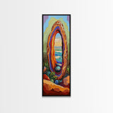 Ocean Portal, Geode Shell, Dreamy, Surreal Beach Art, Framed Canvas Print, Boho Bedroom Decor, Psychedelic Coastal Wall Art
