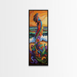 Mother Ocean, Rainbow, Canvas Print, Colorful mother nature figure by ocean painting, whimsical spiritual art,  meditation room wall art