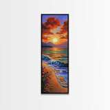 Beach Sunset, Clouds, Coastal Canvas Print vibrant tropical sunset painting, ocean waves art, colorful coastal decor, summer home wall art