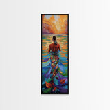 Woman Water, Sunset, Canvas Print, Bohemian Abstract Wall Art, Feminine Bedroom Decor, Sunset Painting, Vibrant Beach Vibes