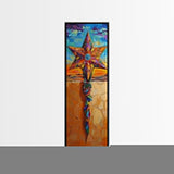 Star Cross, Colorful Sky, Spiritual Folk Symbol, Framed Canvas Print, Southwestern Wall Art, Vibrant Entryway Decor, Festive Religious Art