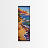 Rainbow Beach, Shoreline, Waves, Framed Canvas Print, abstract seascape, boho coastal art, modern living room beach wall decor