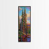 Pines Forest, Reflections Tranquil, Canvas Print, Serene forest lake painting, pine tree wall art, cabin living room decor, landscape piece